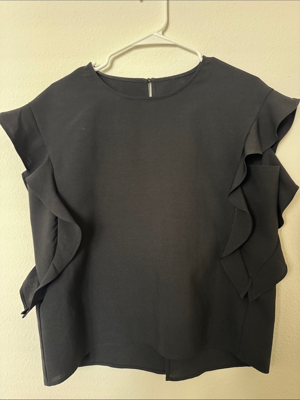 Black Ruffle Sleeve Women's Top